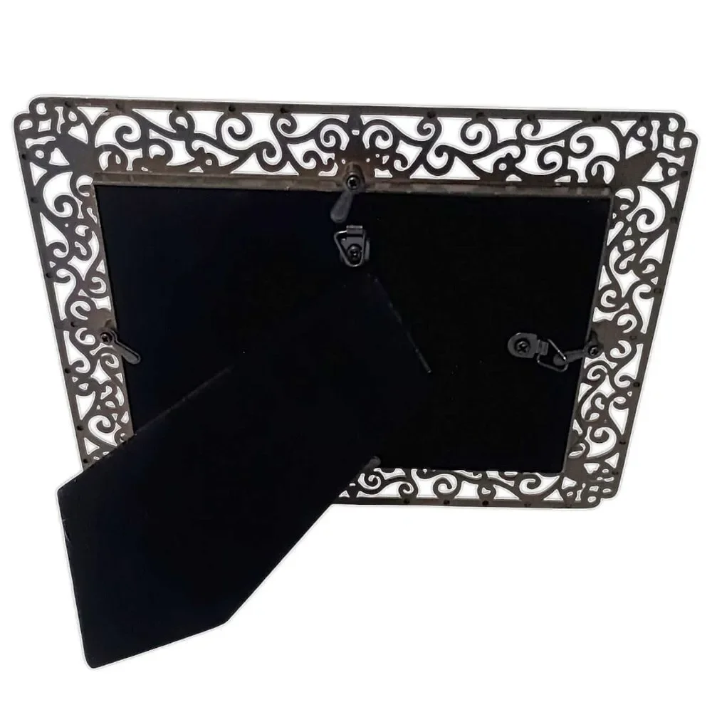 Picture Frame Ornate Metal Jewels Rhinestone Photo 4x6 Silver Tone Fairy Cottage